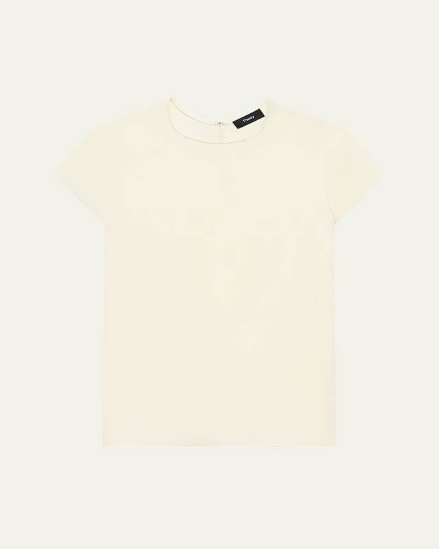 Cap-Sleeve Silk Georgette Top
